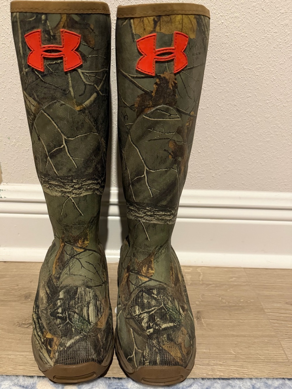 Under Armour Women's Camo Tall Waterproof Boots with Orange Logo